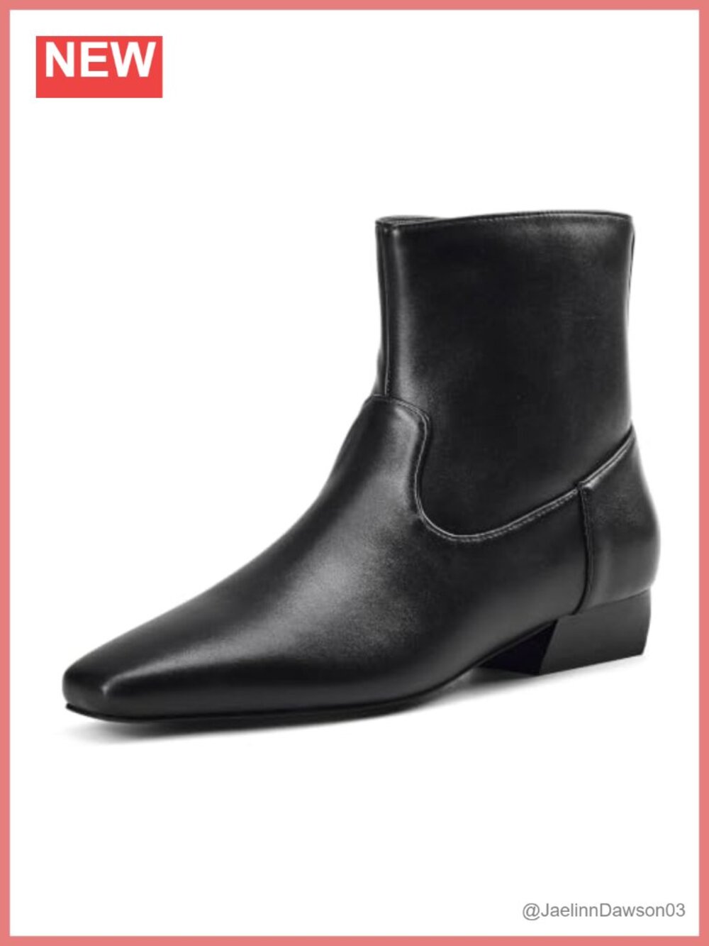 Chunky Low Heel Square Toe Ankle Boots with Side Zipper